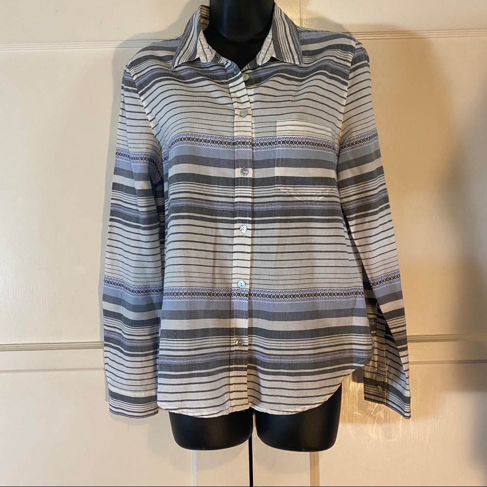 Sanctuary Striped Collared Button Down Top M - image 8